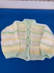 Cardigan made by Chris Morris for her great granddaughter